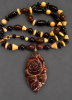 iro urushi carved rose on glass bead necklace